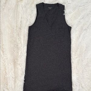 Madewell Charcoal Gray V-Neck Sleeveless Shift Dress